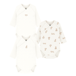 Lot de 3 bodies en coton à manches longues - oursons