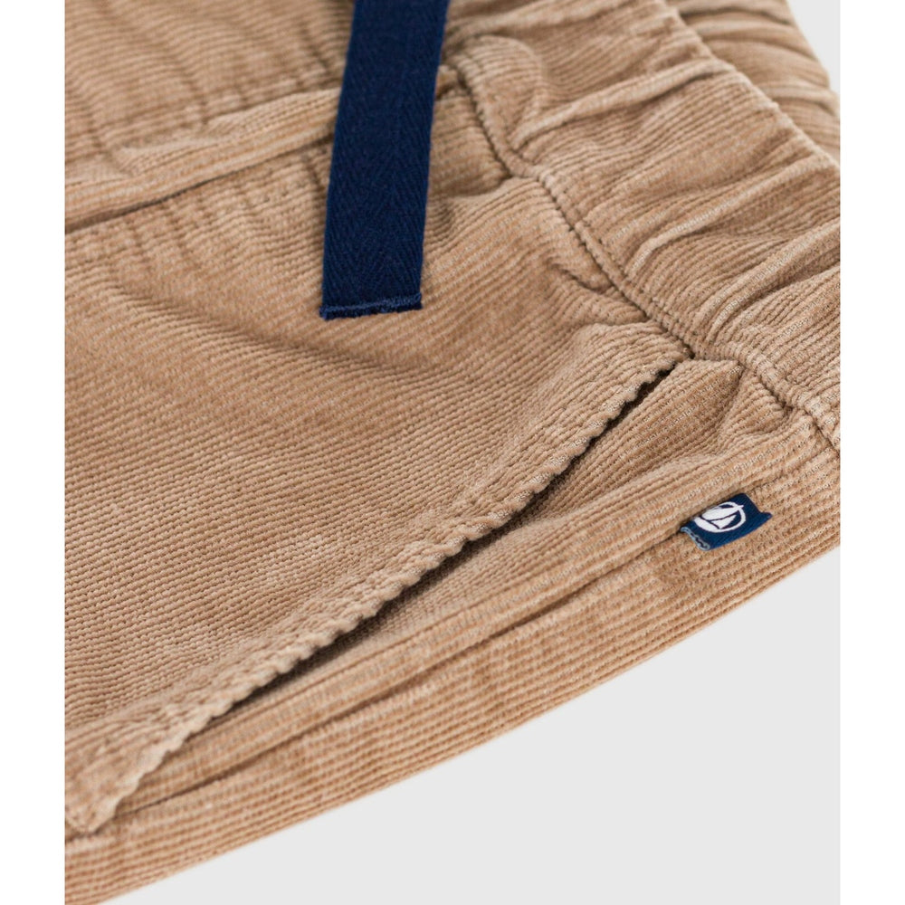 Pantalon droit en velours uni pour enfants - Brun/Beige