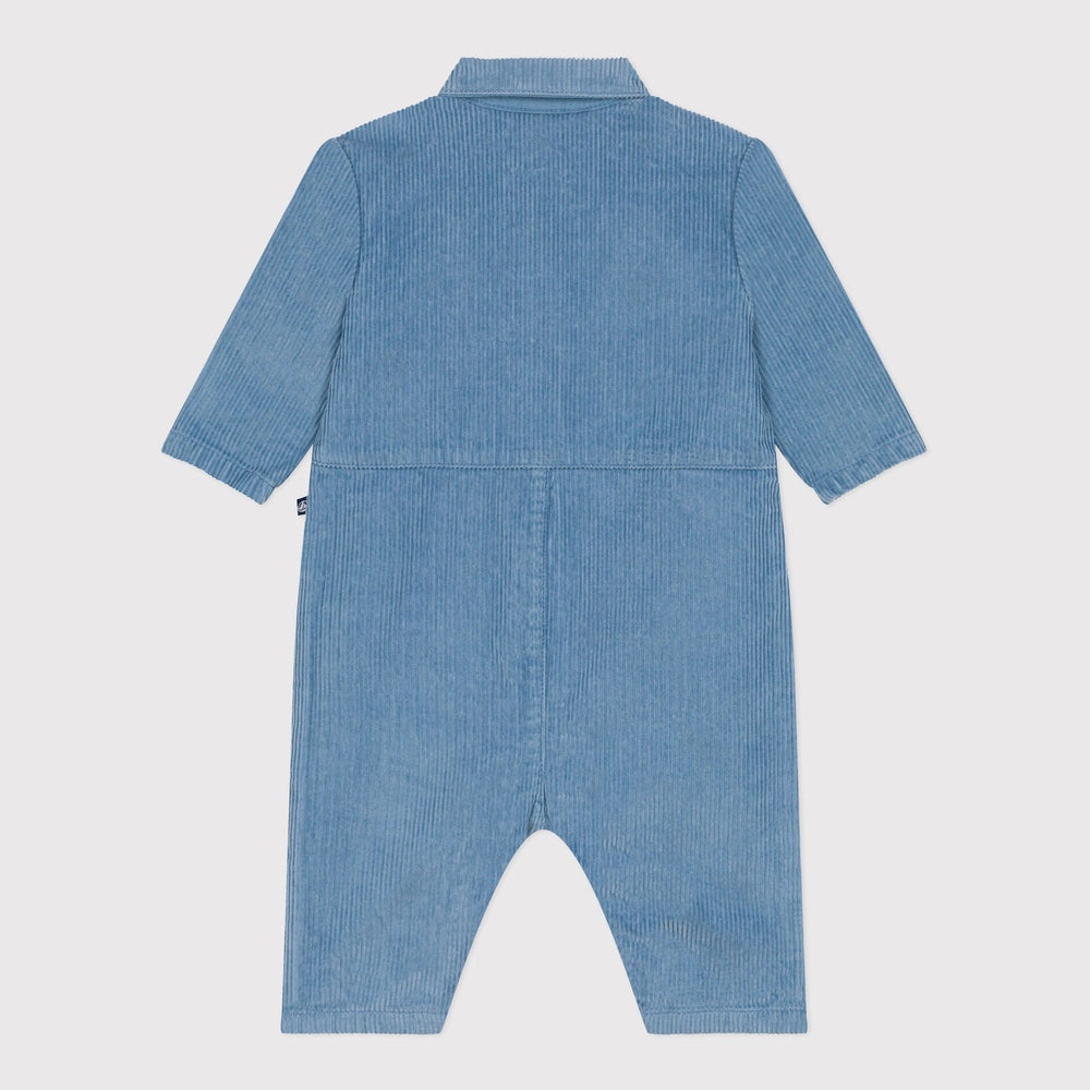 Combinaison bébé longue en velours - Bleu