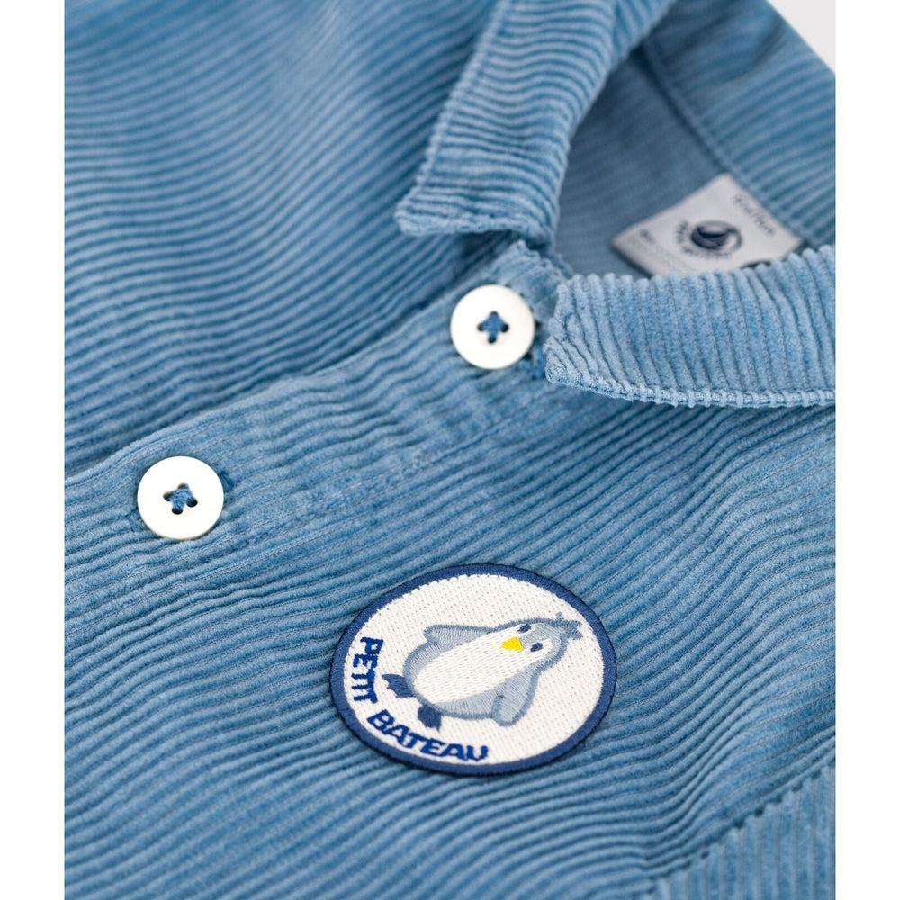 Petit Bateau Combinaison bébé longue en velours - bleu