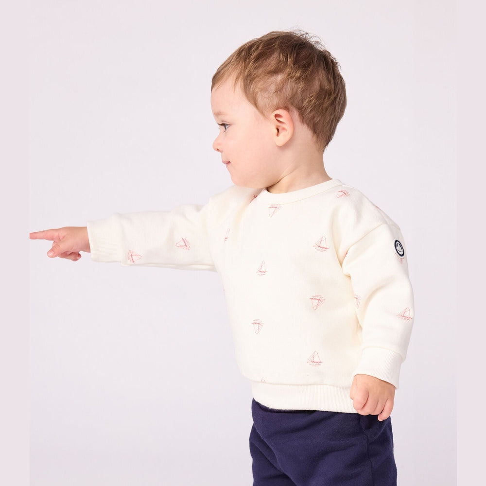 Sweat-shirt bébé Petit Bateau avec empreinte de botte vintage