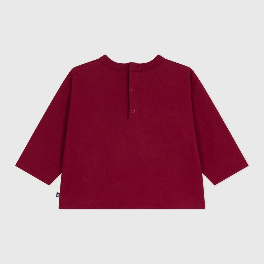 Petit Bateau T-shirt en coton à manches longues - Amarante/Rouge