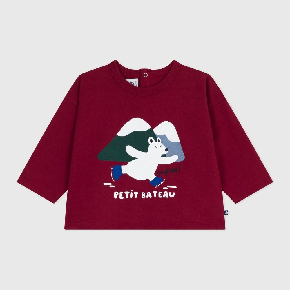 Petit Bateau T-shirt en coton à manches longues - amarante/rouge