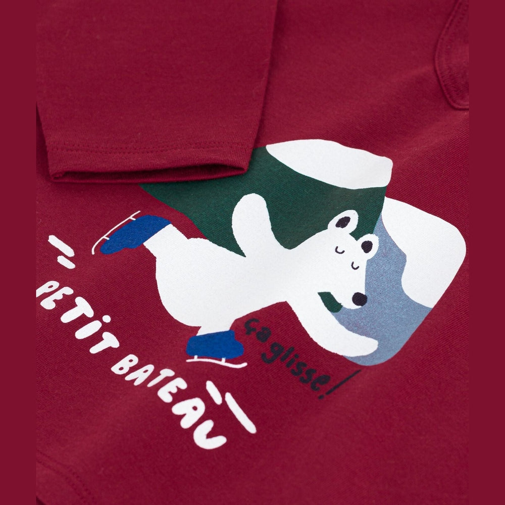 Petit Bateau T-shirt en coton à manches longues - amarante/rouge