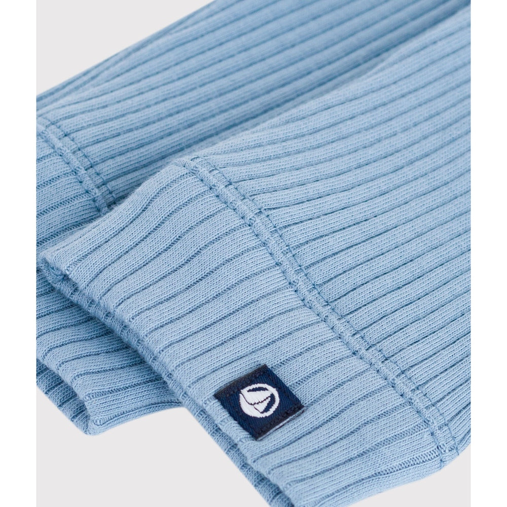 Legging bébé en coton uni - bleu