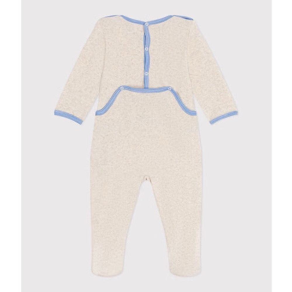 Petit Bateau Pyjama bébé en velours avec fermeture au dos - baleine