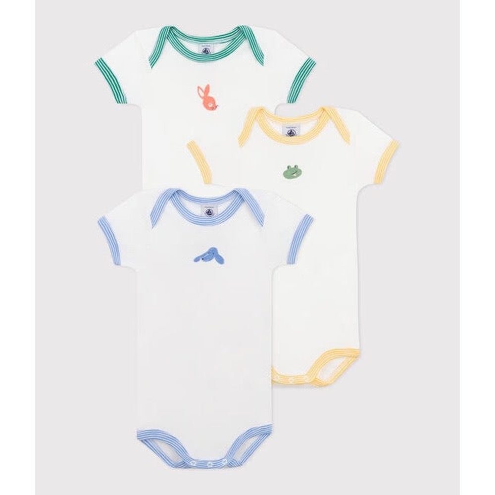 Lot de 3 bodies en coton à manches courtes avec imprimé animalier Petit Bateau