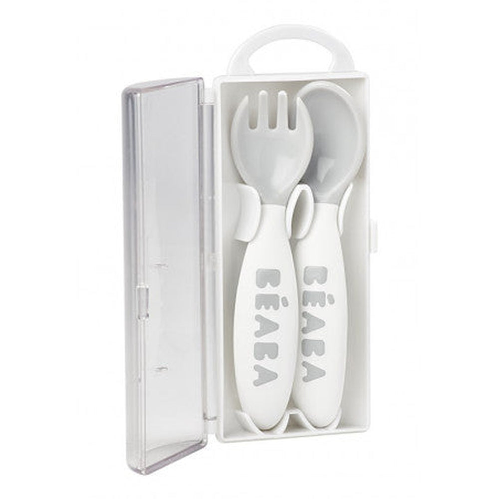 Béaba Cuillères d’apprentissage - Couverts ergonomiques pour enfants - Gris
