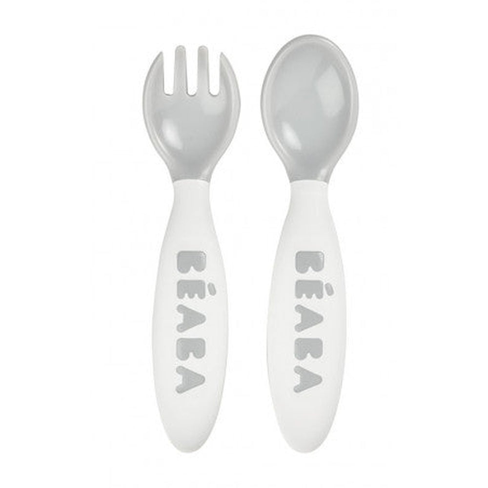 Béaba Cuillères d’apprentissage - Couverts ergonomiques pour enfants - Gris