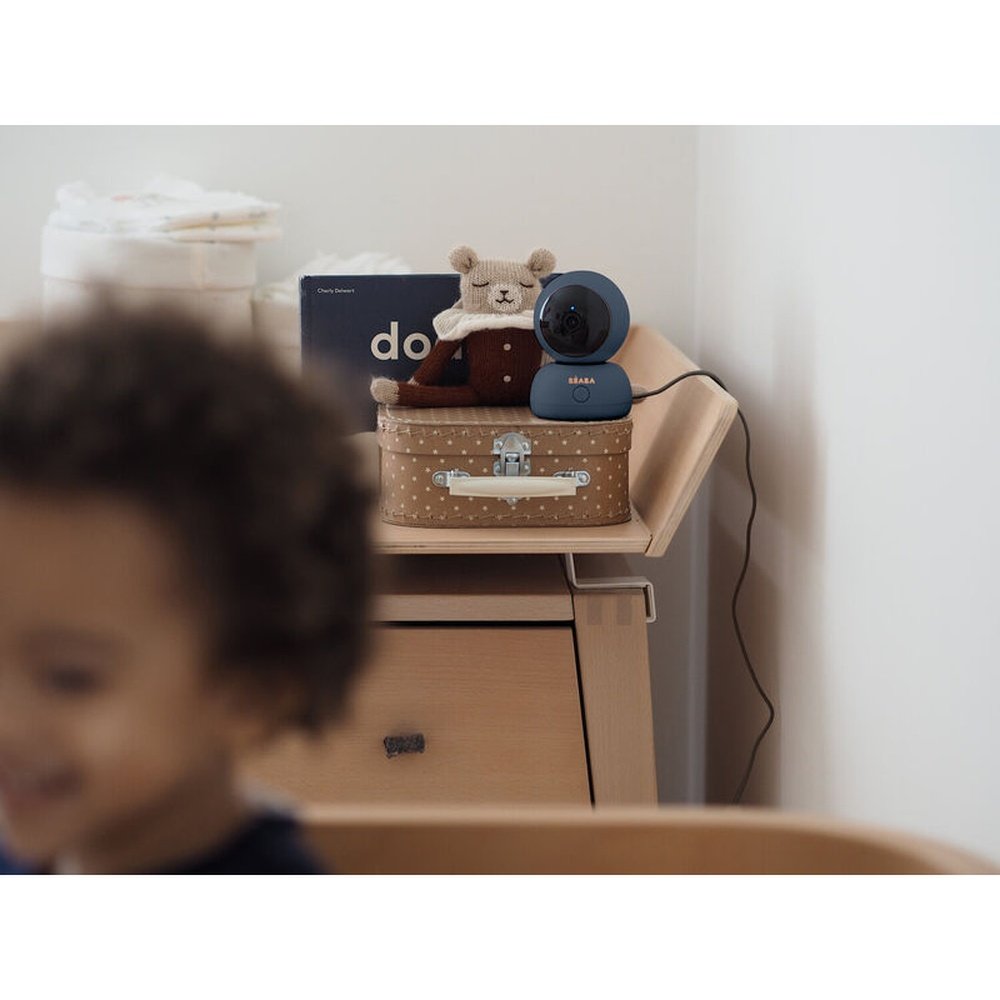 Béaba | Babyphone vidéo avec application et écran supplémentaire - Écoute Bébé Zen PREMIUM - Bleu nuit