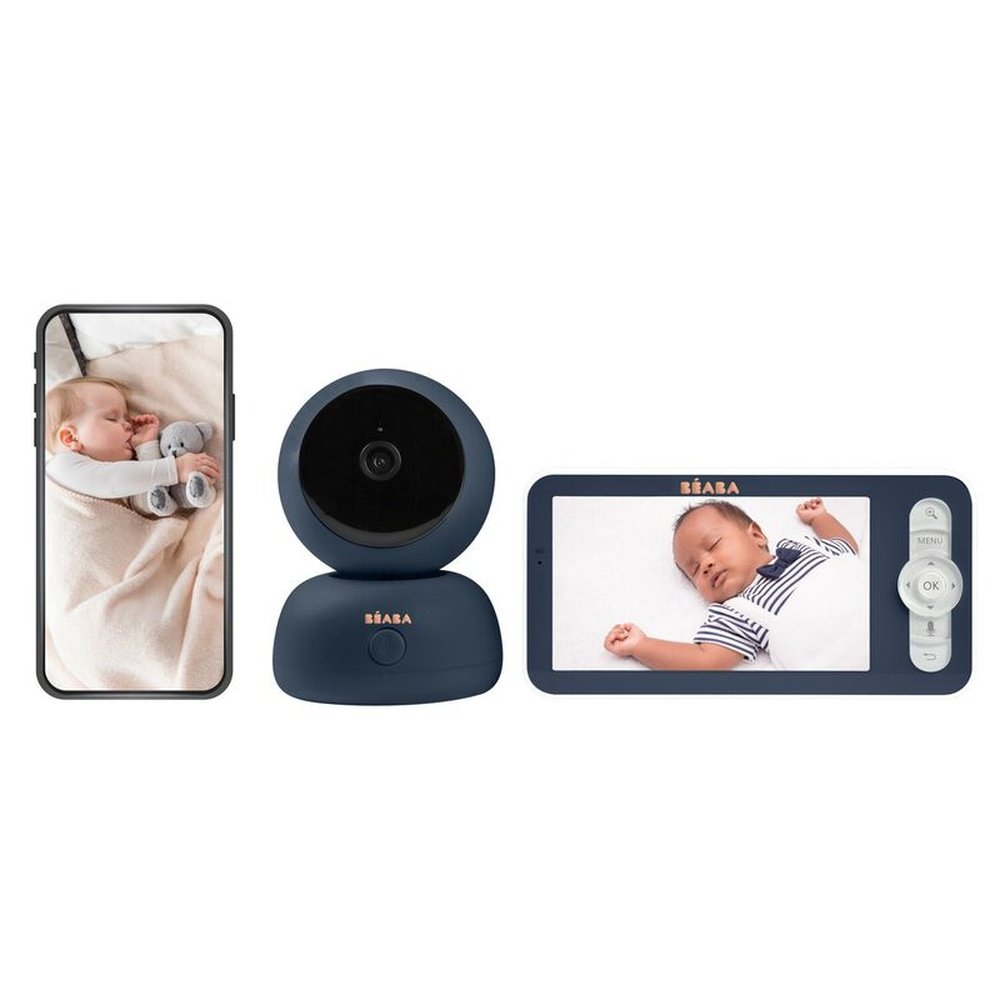 Béaba | Babyphone vidéo avec application et écran supplémentaire - Écoute Bébé Zen PREMIUM - Bleu nuit