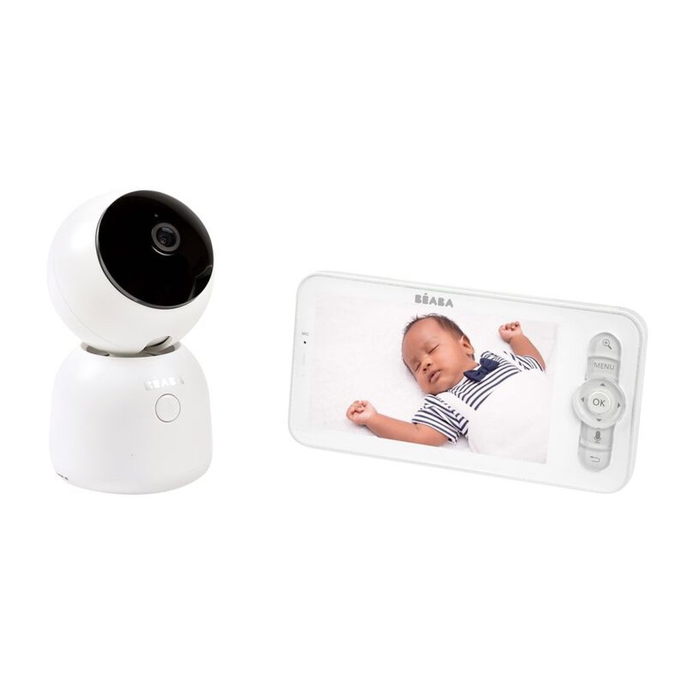 Béaba | Babyphone vidéo avec application et écran supplémentaire - Écoute Bébé Zen avec veilleuse - blanc