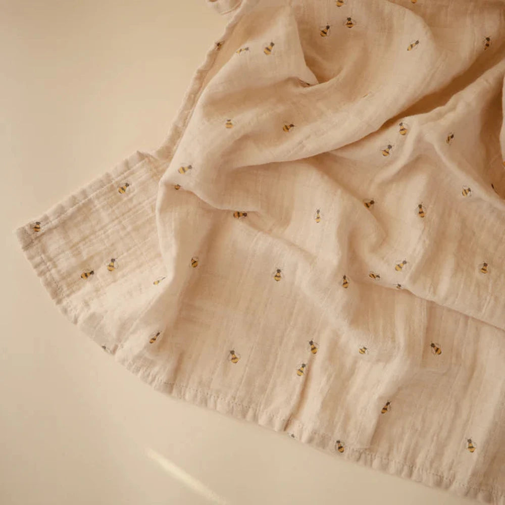 Mushie Swaddle - 120x120cm - abeilles