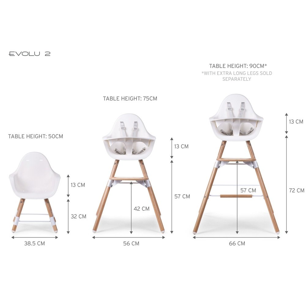 Evolu 2 - Naturel / Blanc 2 en 1 + Support - Réglable en hauteur