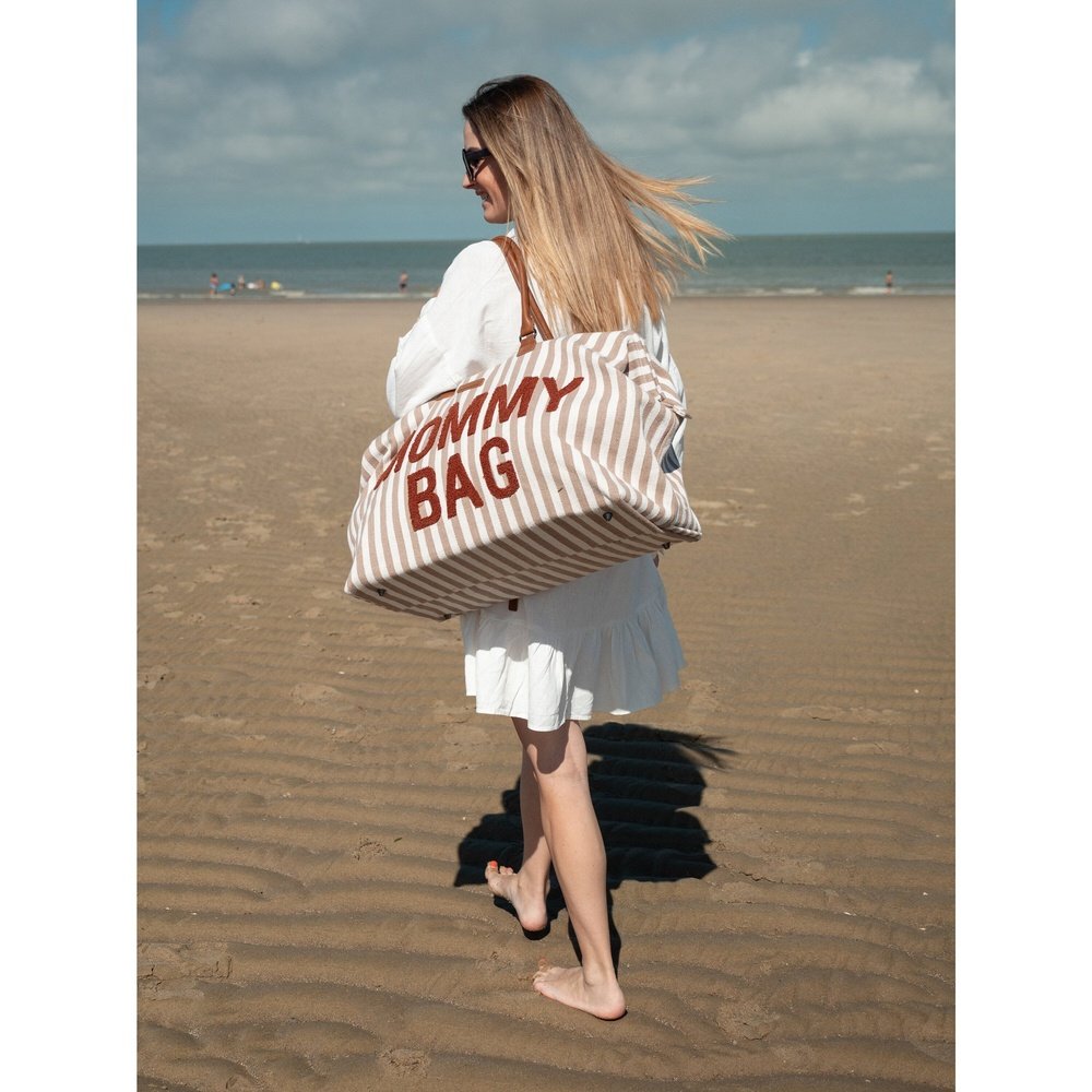 Mommy Bag Sac à langer / sac de soin - Rayures nude