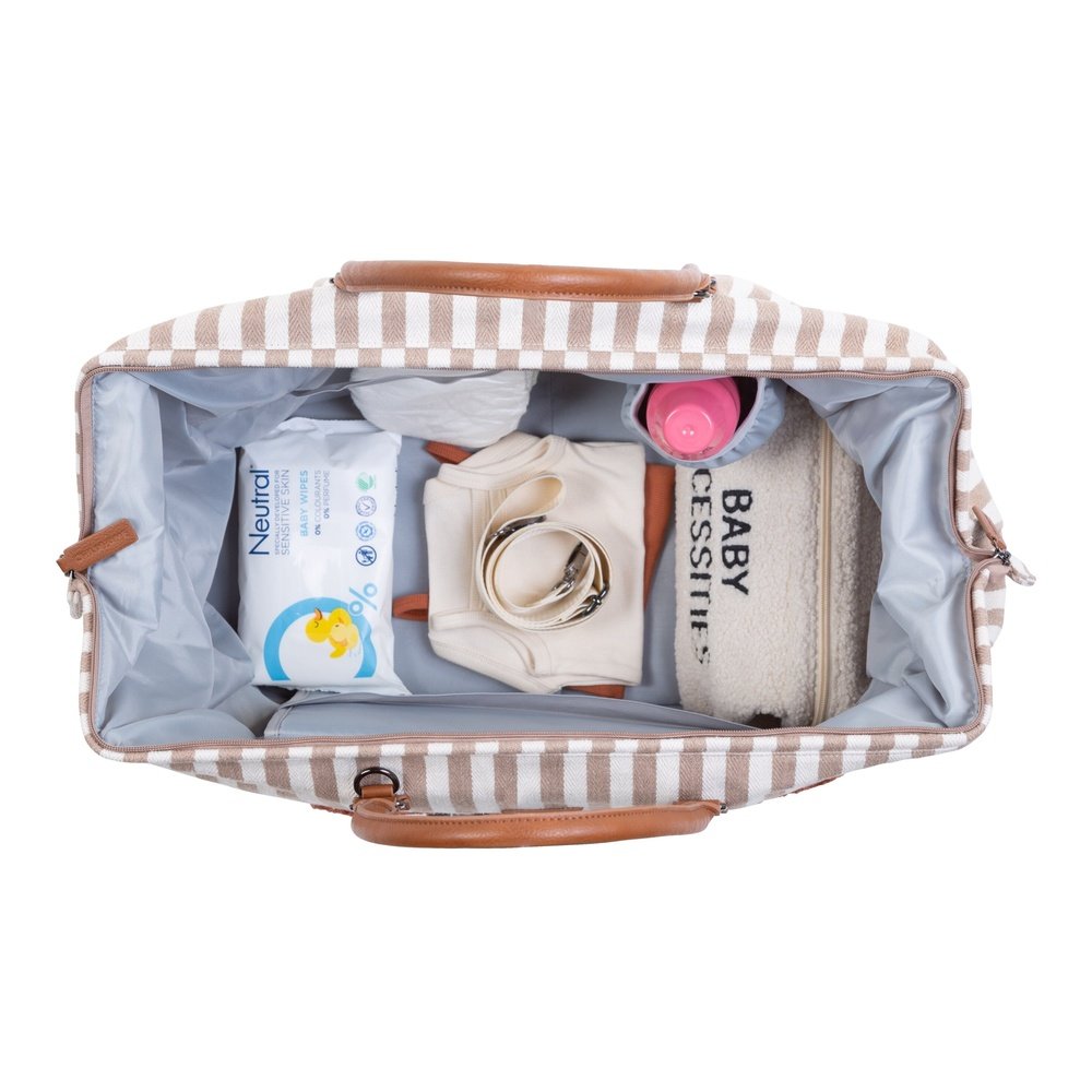 Mommy Bag sac à langer / sac à langer - rayures nude