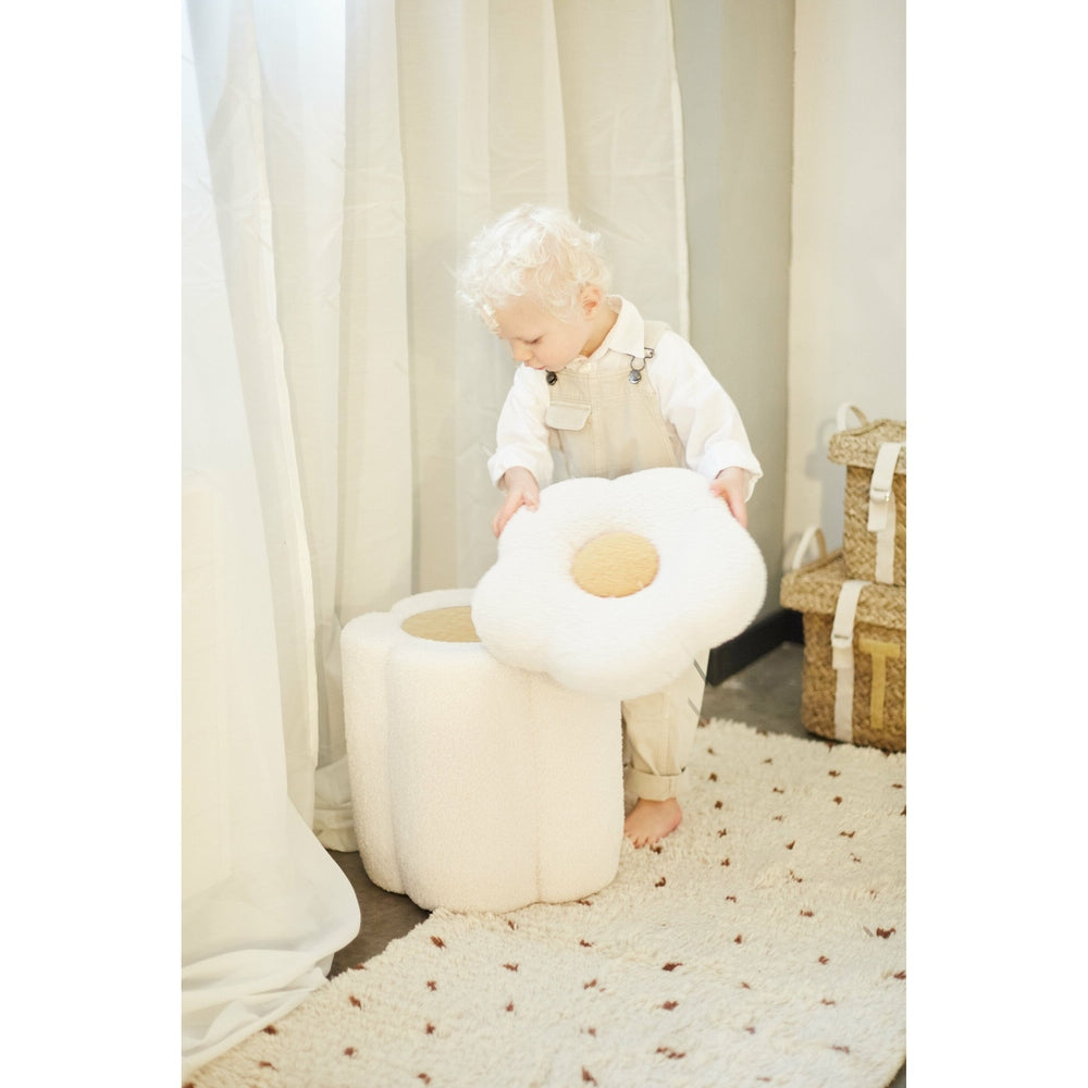 Childhome Pouf Fleur - Écru / Jaune