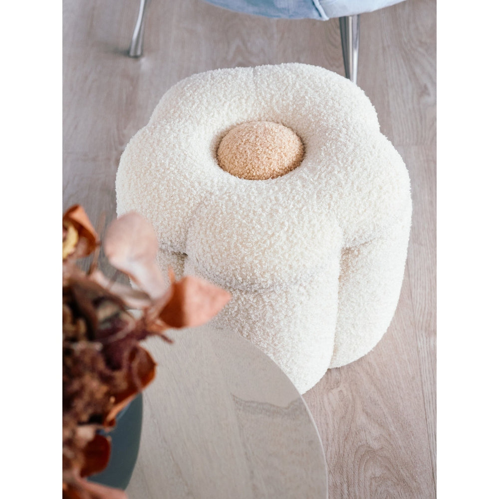 Childhome Pouf fleur - Écru / jaune