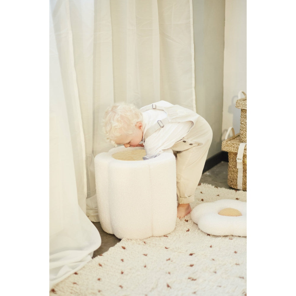 Childhome Pouf fleur - écru / jaune