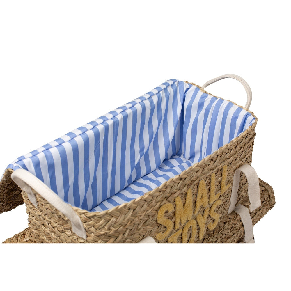 Paniers de rangement en rotin avec sangles - lot de 2 - jaune/écru