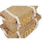 Paniers de rangement en rotin avec sangles - lot de 2 - jaune/écru