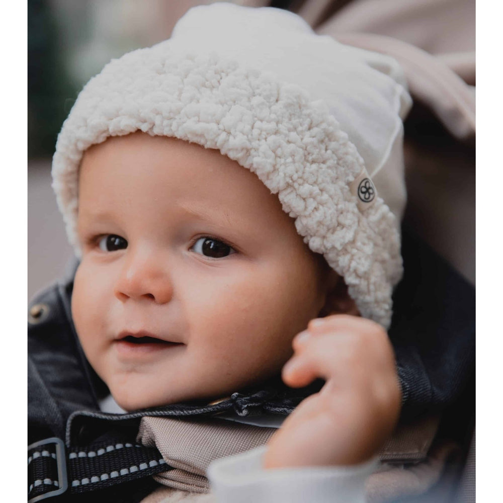 Cloby Bonnet Teddy - Réversible - Blanc cassé