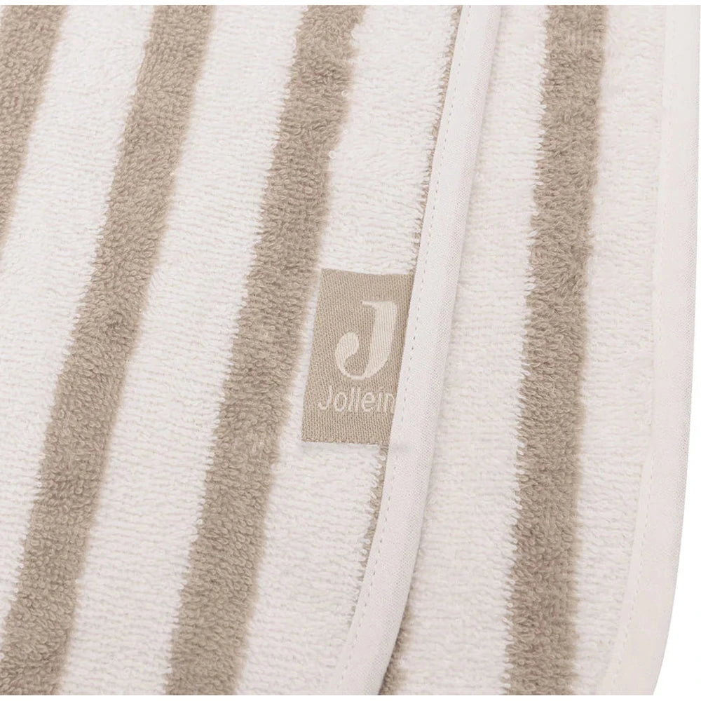 Poncho de bain rayé en éponge vert olive Jollein