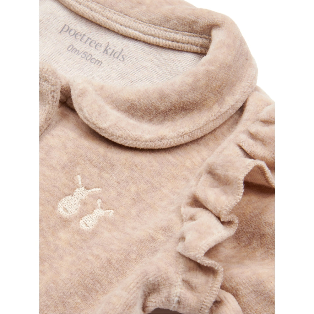Poetree Kids Combinaison bébé en velours ultra doux camel avec volants