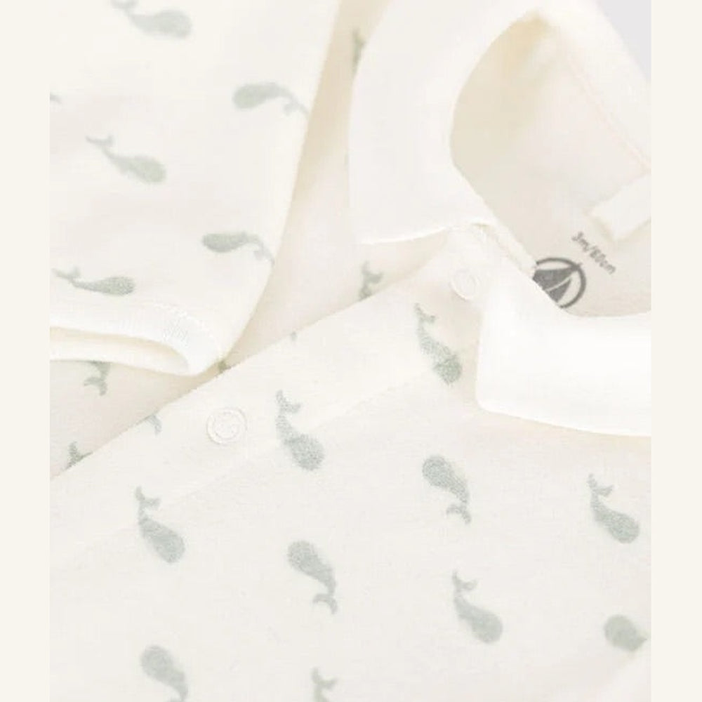 Petit Bateau | Pyjama bébé en velours - Marshmallow/Baleine