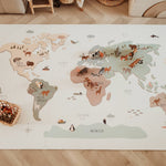 Tapis de jeu puzzle Play&Go - Eevaa tapis de puzzle 2 en 1/boîte de rangement - carte du monde colorée