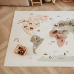Tapis de jeu puzzle Play&Go - Eevaa tapis puzzle 2 en 1/boîte de rangement - Carte du monde design coloré