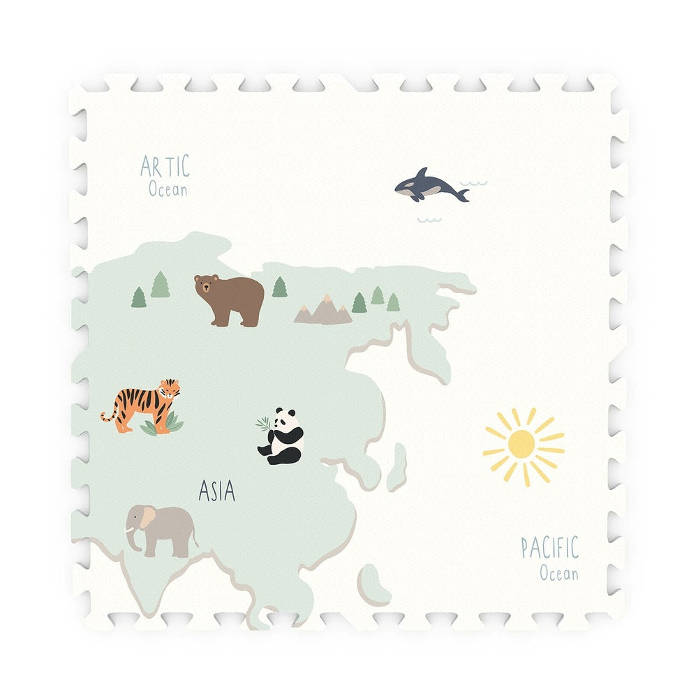 Tapis de jeu puzzle Play&Go - Eevaa tapis puzzle/boîte de rangement 2-en-1 - carte du monde design coloré
