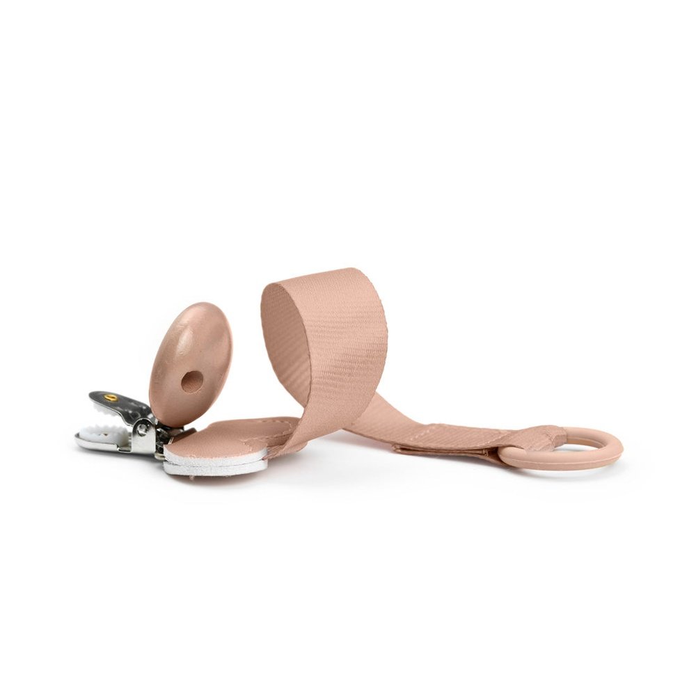 Attache-tétine Elodie en bois - petit cœur rose blush