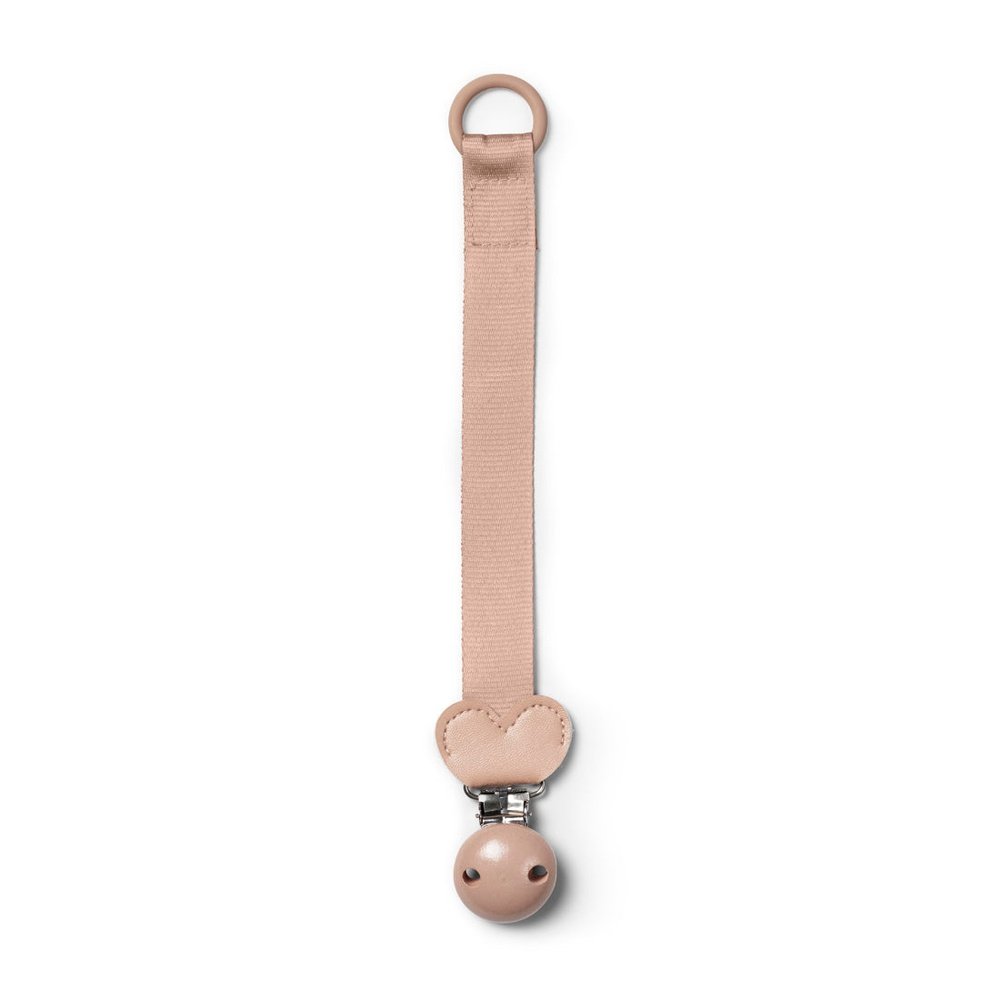 Attache-tétine Elodie bois - Cœur rose blush