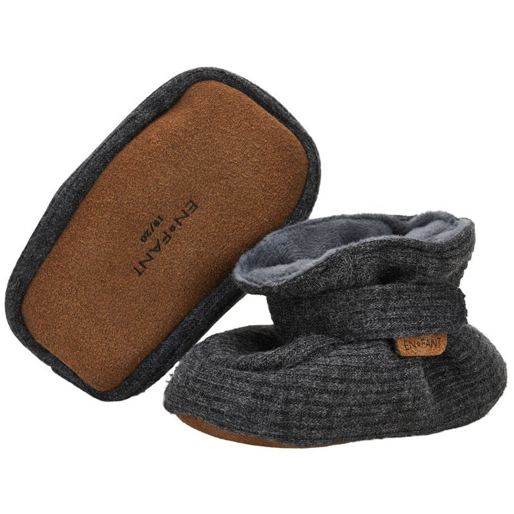 Chaussons en polaire à semelle souple - gris