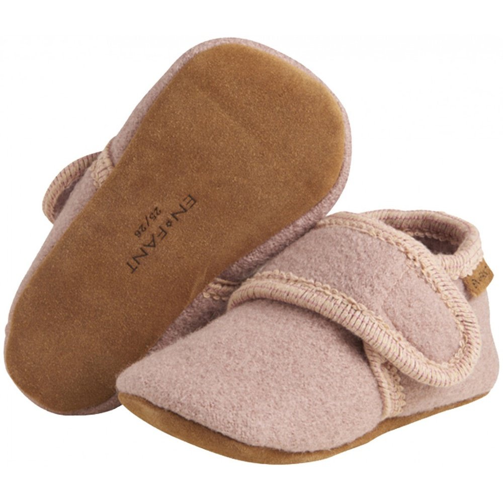 Chaussons en laine - vieux rose -