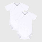 Lot de 2 bodies croisés à manches courtes Petit Bateau blancs