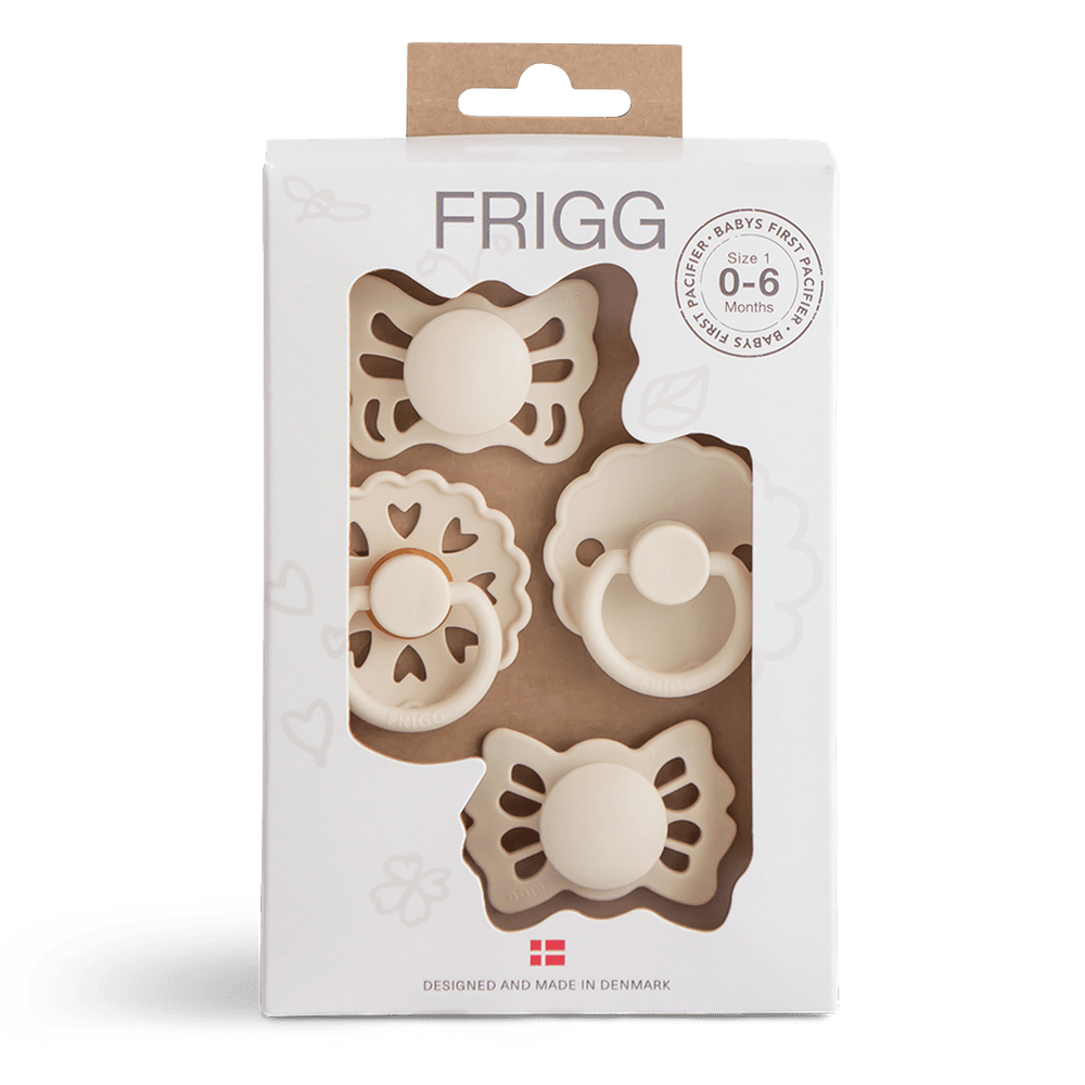 Lot de 4 premières sucettes Frigg pour bébé - Floral Heart Cream T1
