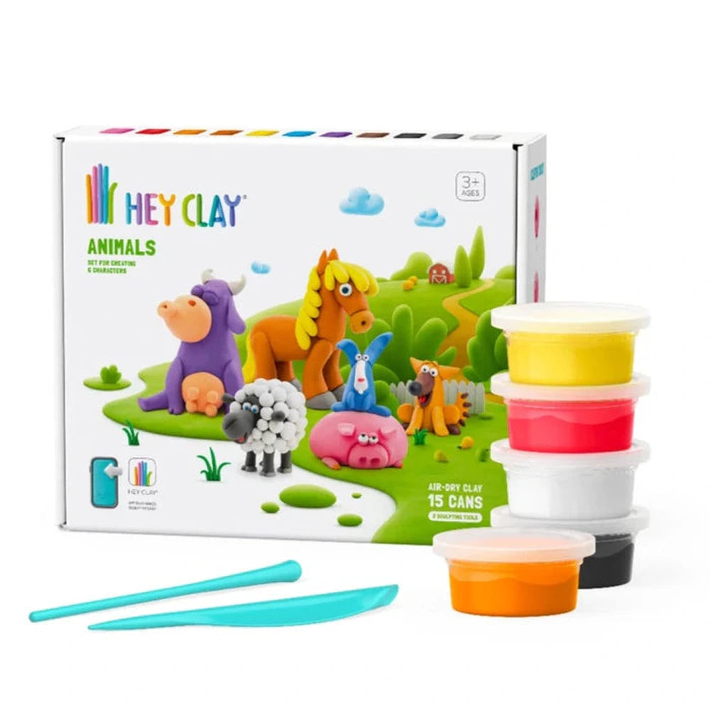 Pâte auto-durcissante Hey Clay Animaux de la ferme - 15 pots