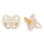 2-pack Hevea sucettes orthodontiques 0-3 M - rose poudré/blanc laiteux