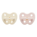 2 tétines Hevea orthodontiques 0-3 M - rose poudré/blanc laiteux