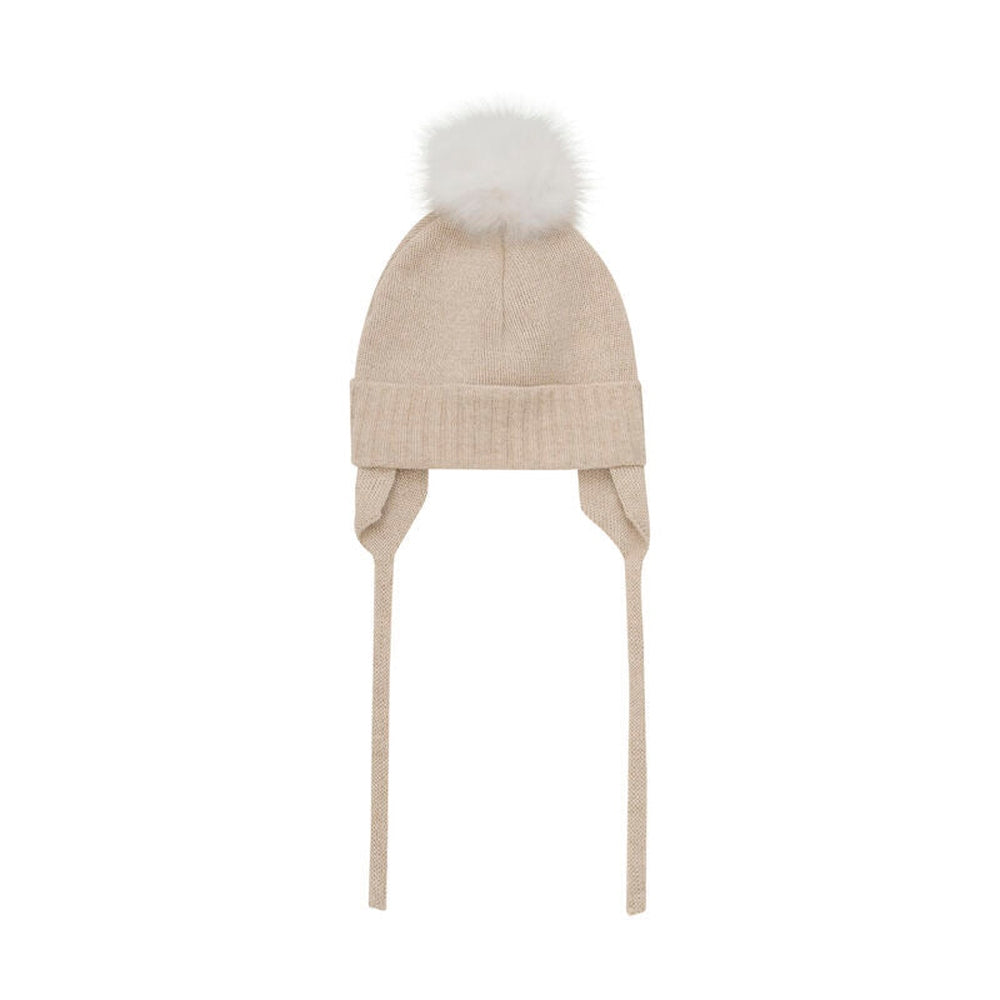 Huttelihut Bonnet en maille avec pompon en alpaga - Ciment