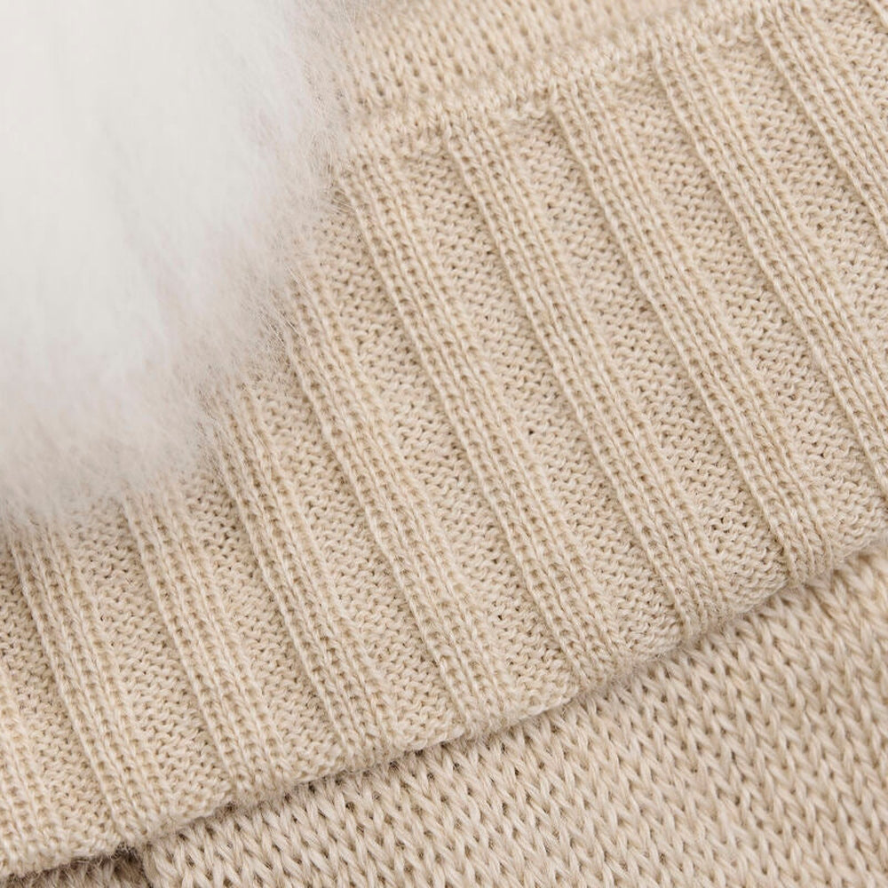 Huttelihut Bonnet en maille avec pompon en alpaga - Ciment