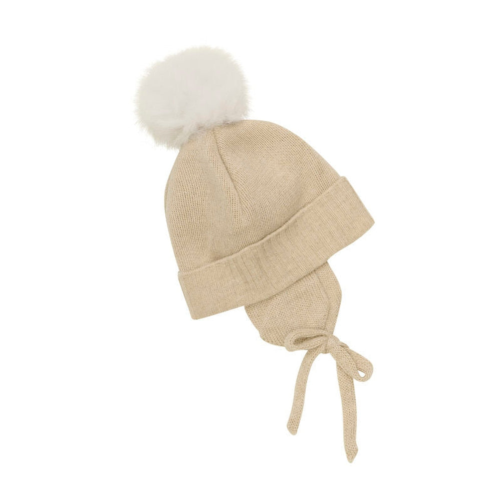 Huttelihut Bonnet tricoté avec pompon en alpaga - Ciment