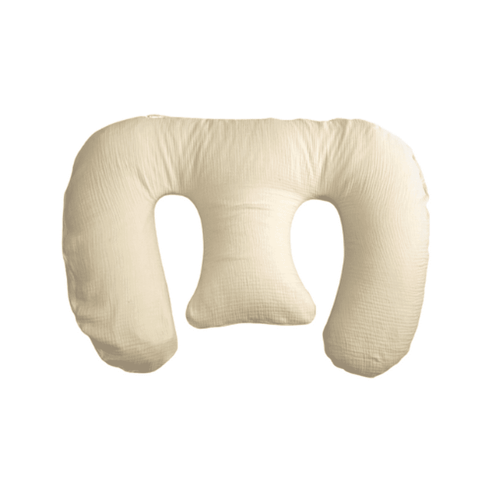 Coussin d’allaitement double en coton hydrophile blanc cassé