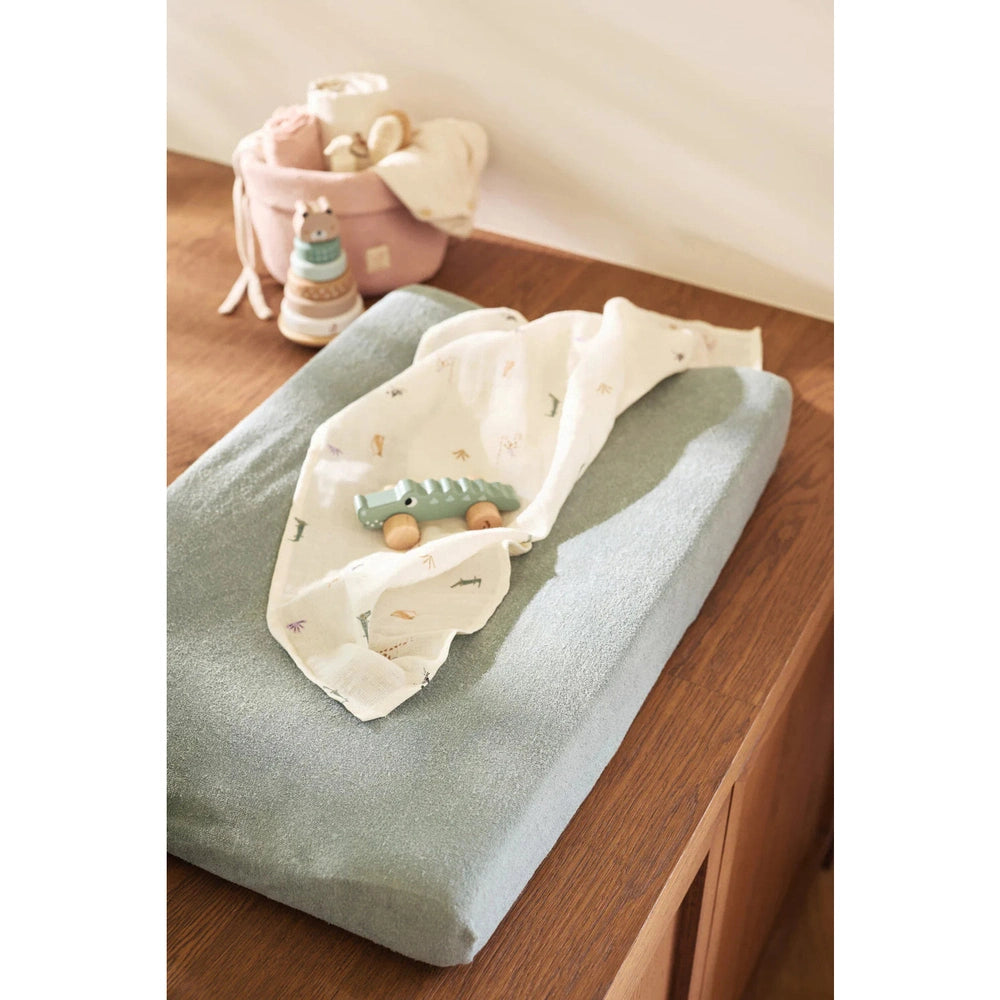 Housse Jollein pour matelas à langer/plan à langer en tissu éponge 50x70cm - vert d’eau, lot de 2