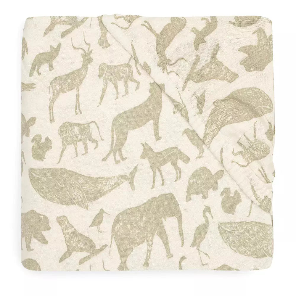 Drap-housse en jersey 40/50x80/90cm animaux vert olive
