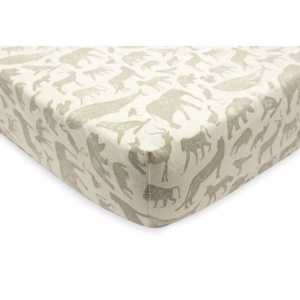 Drap-housse jersey 40/50x80/90cm animaux vert olive