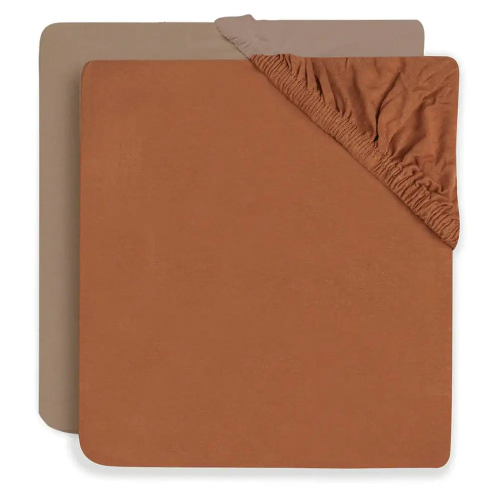 drap-housse 60X120Cm - jersey - Caramel/Biscuit - lot de 2