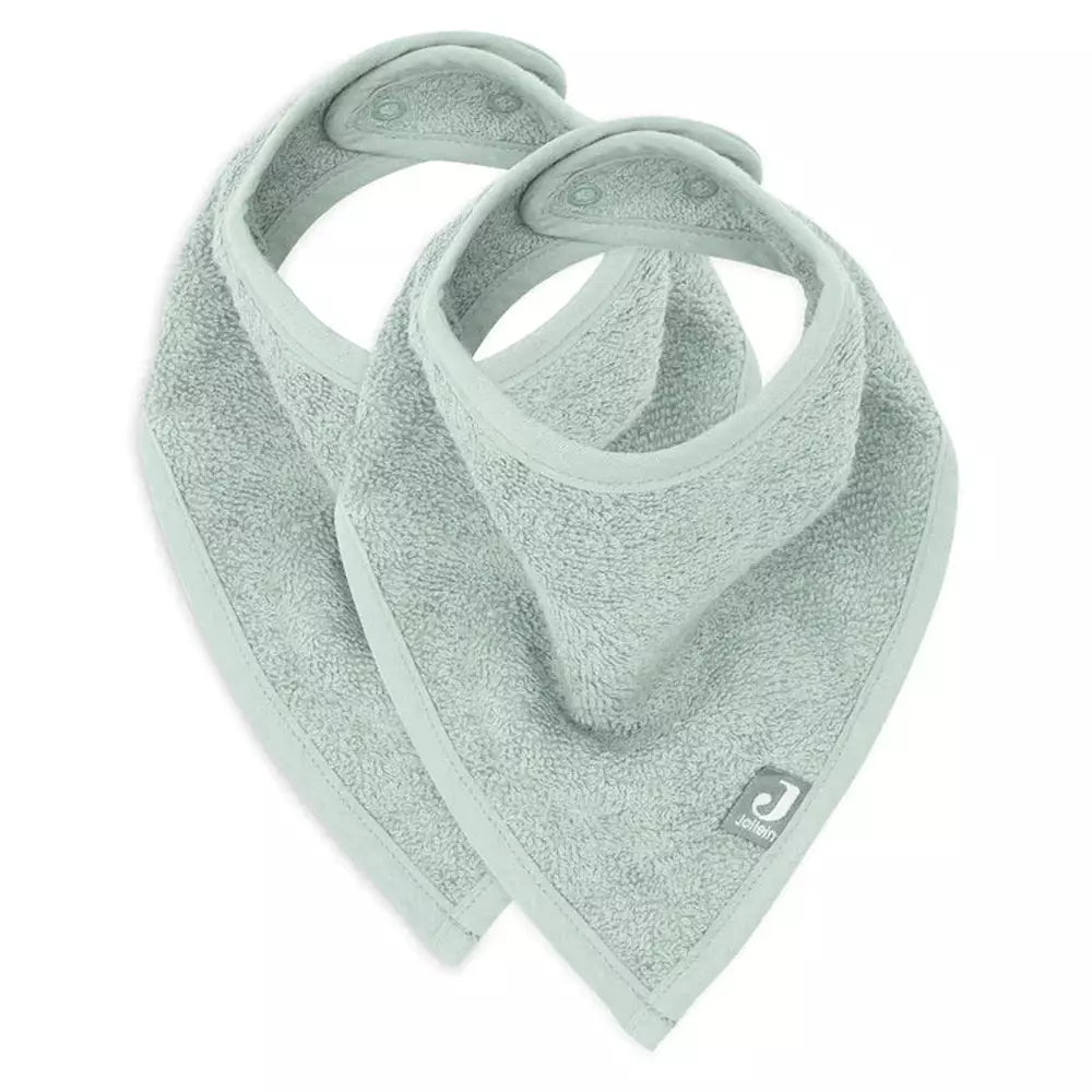Bavoir bandana vert cendré, lot de 2